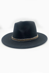Fedora Hat With Monochrome Braided Chain