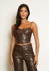 Faux Leather Strappy Corset Top