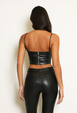 Faux Leather Strappy Corset Top