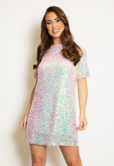 Sequin Mesh T-Shirt Dress