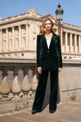 One Button Velvet Blazer And Trouser Set