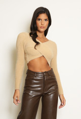 Cross Over Fluffy Knit Jumper