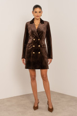 Double Breasted Velvet Blazer Dress