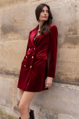 Double Breasted Velvet Blazer Dress