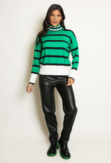 Roll Neck Striped Knitted Jumper