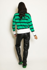 Roll Neck Striped Knitted Jumper