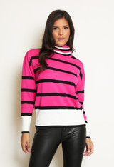 Roll Neck Striped Knitted Jumper