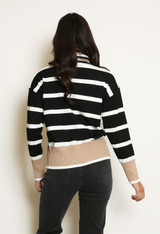 Roll Neck Striped Knitted Jumper
