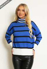 Roll Neck Striped Knitted Jumper