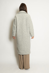 Chevron Stripe Wool Look Coat