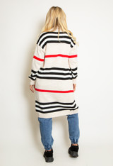 Striped Knit Open Cardigan