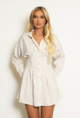 Fitted Satin Shirt Dress