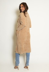 Longline Teddy Cardigans With Pocket