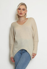 V Neck Fluffy Knit Jumper