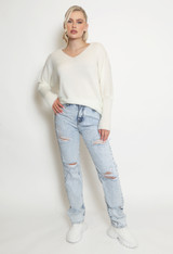 V Neck Fluffy Knit Jumper