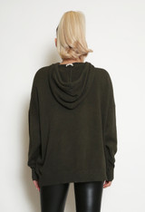 Star Embellished Fine Knit Hooded Jumper