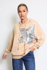 Star Embellished Fine Knit Hooded Jumper