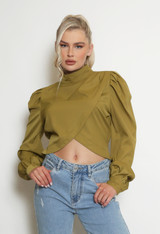High Neck Cropped Blouse