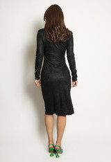 Lurex Slinky High Neck Midi Dress