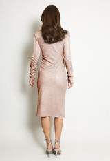 Lurex Slinky High Neck Midi Dress