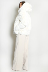 Faux Fur PU Hooded Jacket