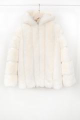 Faux Fur PU Hooded Jacket