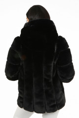 Faux Fur PU Hooded Jacket