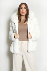 Faux Fur PU Hooded Jacket