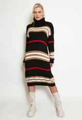 Stripe Roll Neck Jumper Dress