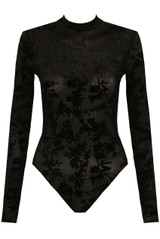 Velvet High Neck Printed Bodysuit