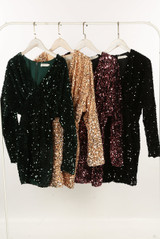 Sequin V Neck Mini Dress