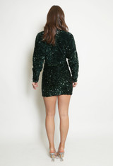 Sequin V Neck Mini Dress