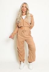 Fleece Ruched Sleeve Hoodie & Trouser Set