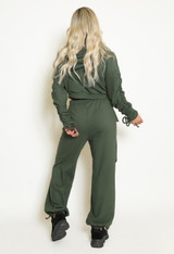 Fleece Ruched Sleeve Hoodie & Trouser Set