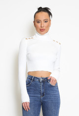 Cropped Button Shoulder Jumper