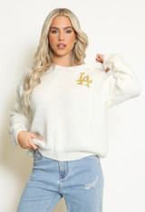 Knitted Hoodie With LA Motif 