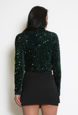 Velvet Sequin Long Sleeve Top