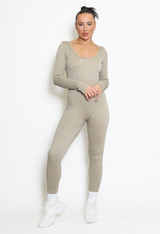 Long Sleeve Ribbed Unitard 