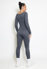 Long Sleeve Ribbed Unitard 