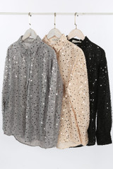 Long Sleeve Sequin Blouse