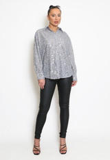 Long Sleeve Sequin Blouse