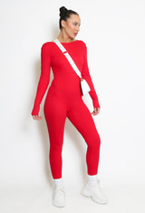 Low Back Long Sleeve Ribbed Unitard