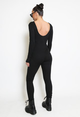 Low Back Long Sleeve Ribbed Unitard