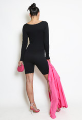 Long Sleeve Round Neck Ribbed Unitard