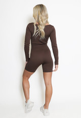 Long Sleeve Round Neck Ribbed Unitard