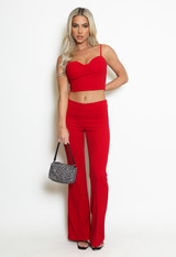 Bustier Crop Tops and Flare Trouser Set