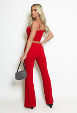 Bustier Crop Tops and Flare Trouser Set