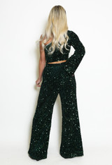 Sequin Elasticated Wide Leg Trouser