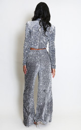 Sequin Elasticated Wide Leg Trouser