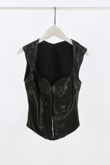 Faux Leather Corset Waistcoat Top